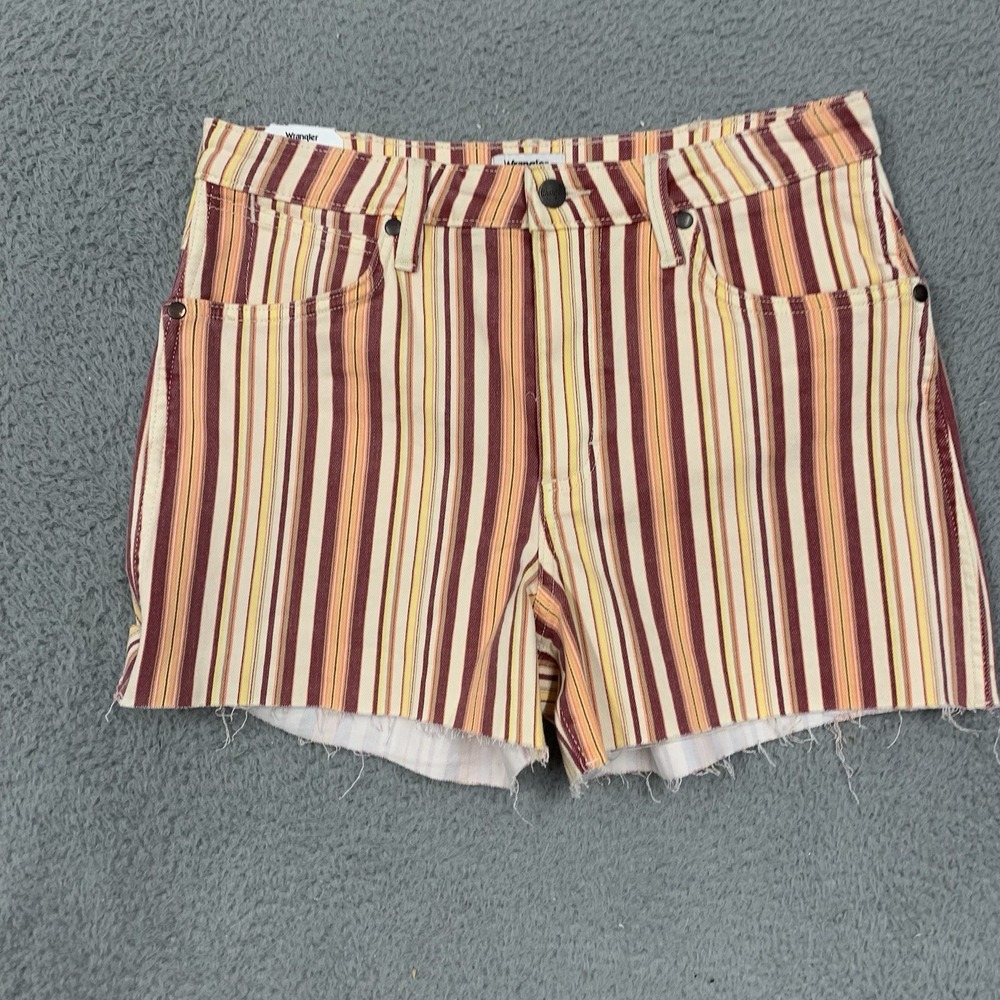 Wrangler Shorts Womens 30 / 9 Multicolor Striped High Rise Cowboy Cutoff Denim